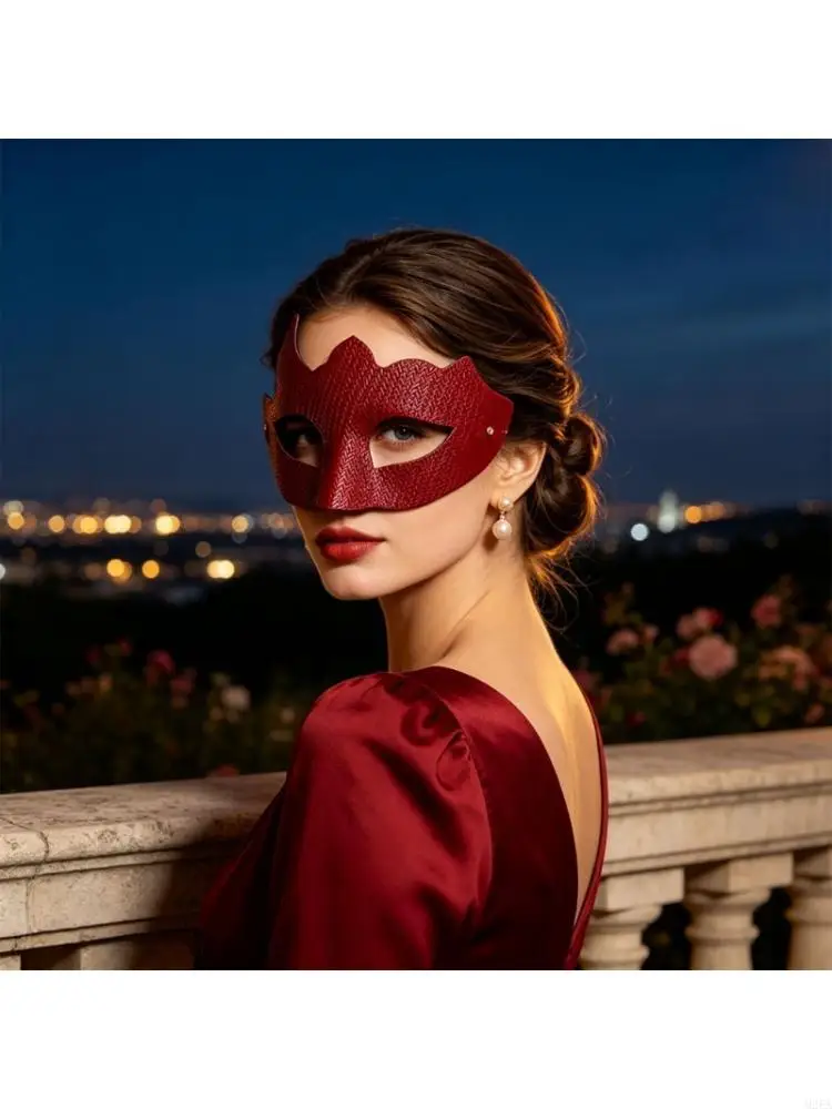 2026 New Theater Eye Mask with Faux Leather Look, Half Face Coverage and Open Eye Cutouts for Costume Photo Props and Stage