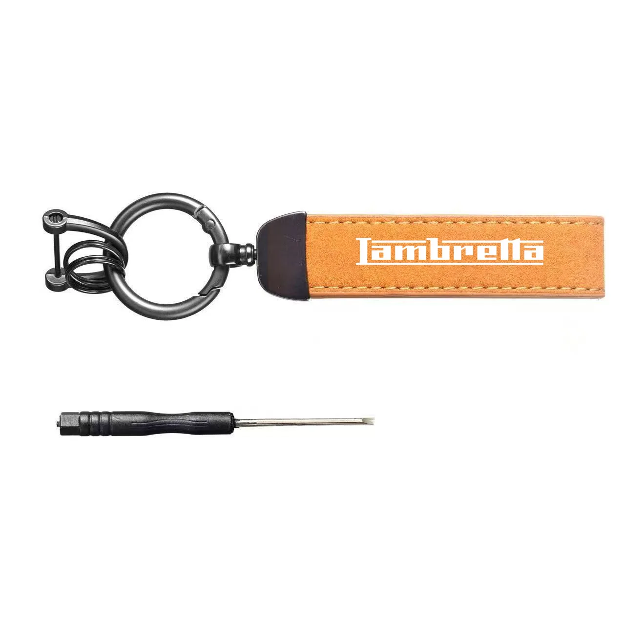 Deluxe New Alloy Keyring Motorcycle Suede Leather Keychain For Lambretta G350 Special X300 V200 V-Special Barona V50 V125 200