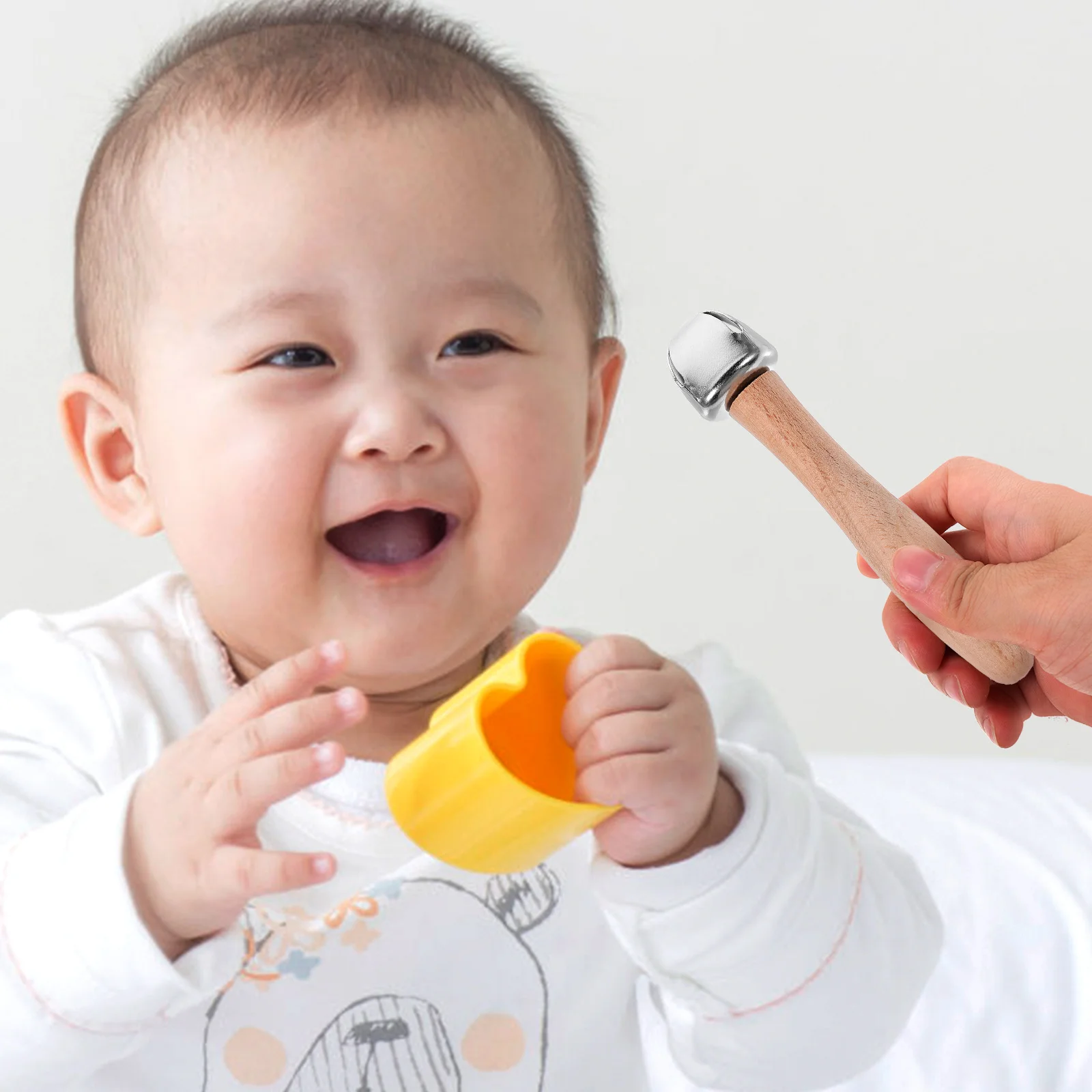 Sonajeros para bebés con campana de mano, juguete de educación temprana, campanillas de madera para niños (abétula), coctelera para niños pequeños