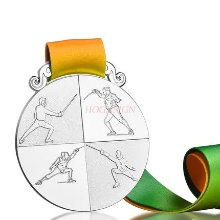 Fencing medal, martial arts gold medal, honor medal, club champion souvenir medal
