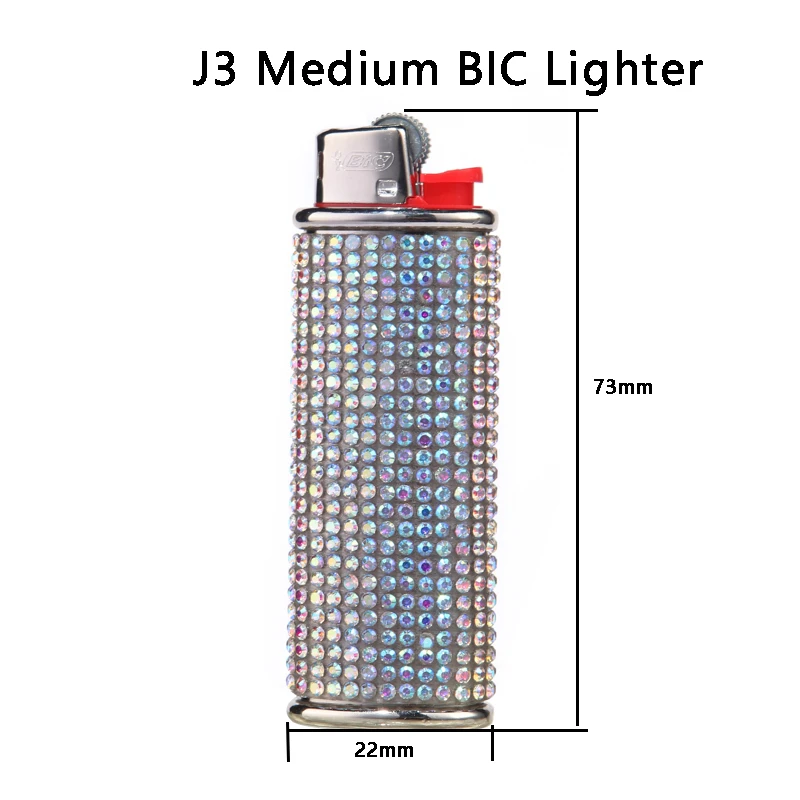 Luxury Metal Case for French BIC Lighters Colorful Crystal Bright Decoration Exploration Proof 3 Sizes J25, J3, J6