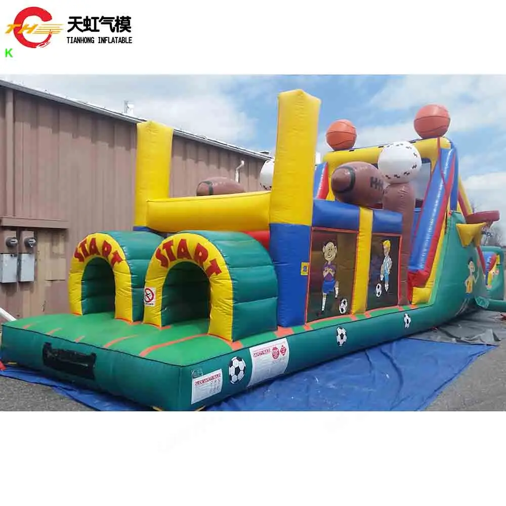 Sea Ship 40ft Giant Inflatable Obstacle Course Sport Game Football Rugby Basketball 3 IN 1 Inflatable Obstacle Running Games