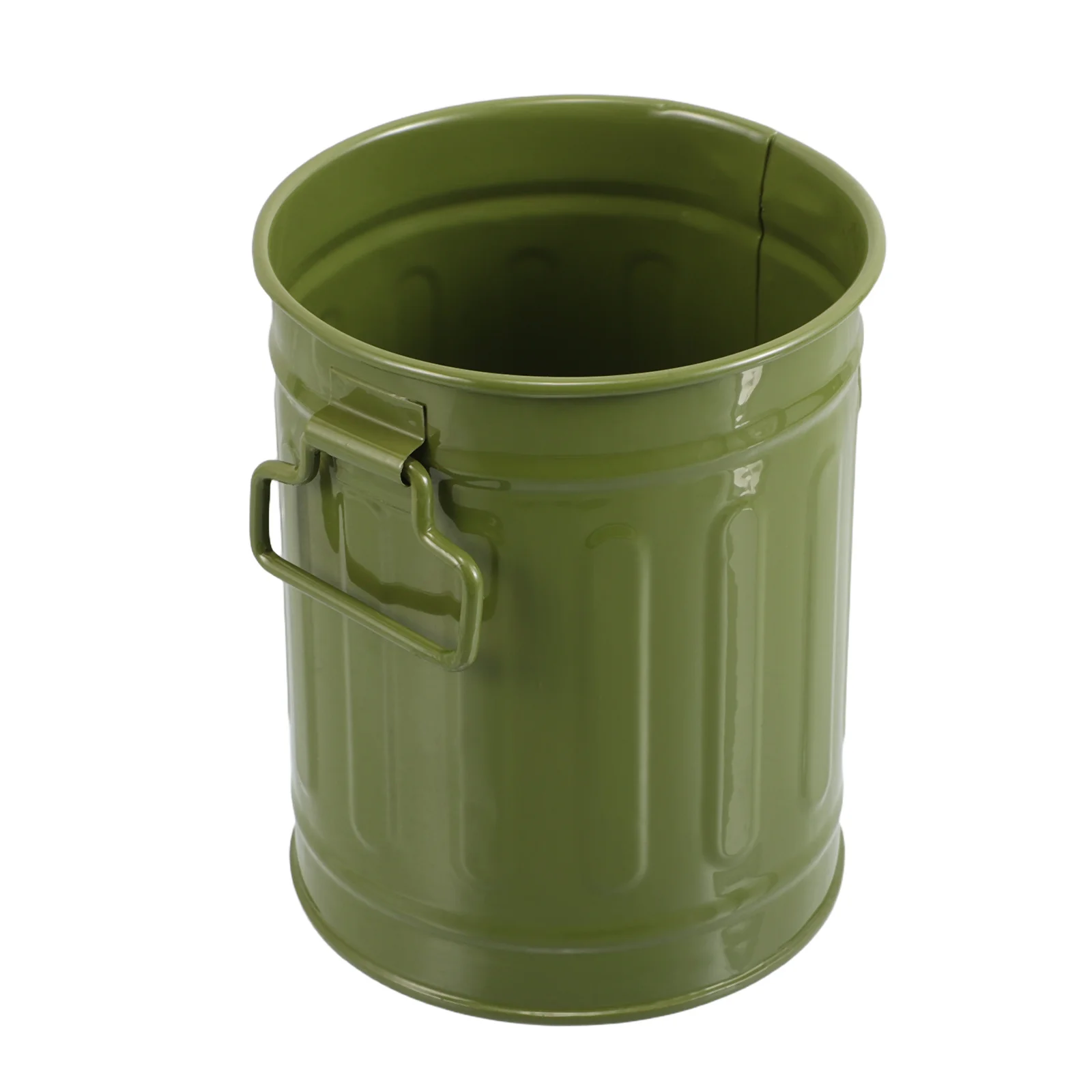 

Iron Desk Pen Holder Green Cylindrical Metal Bucket for Stationery Flower Pot Makeup Brushes Desktop Organization Home Office