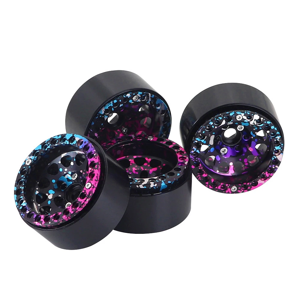 1.9 بوصة لون معدني Beadlock 12 ثقب دائري محور عجلات حافة ل 1/10 Rc الزاحف محوري Scx10 Traxxas Yikong Trx4 Rgt Redcat D90