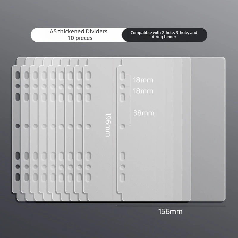 

10pcs SINGBA Binder Dividers for A5 A4, Thick PP Acid-Free,2/3/4/6 7 Hole Card Organizer Dividers, Crush Proof for Bromides