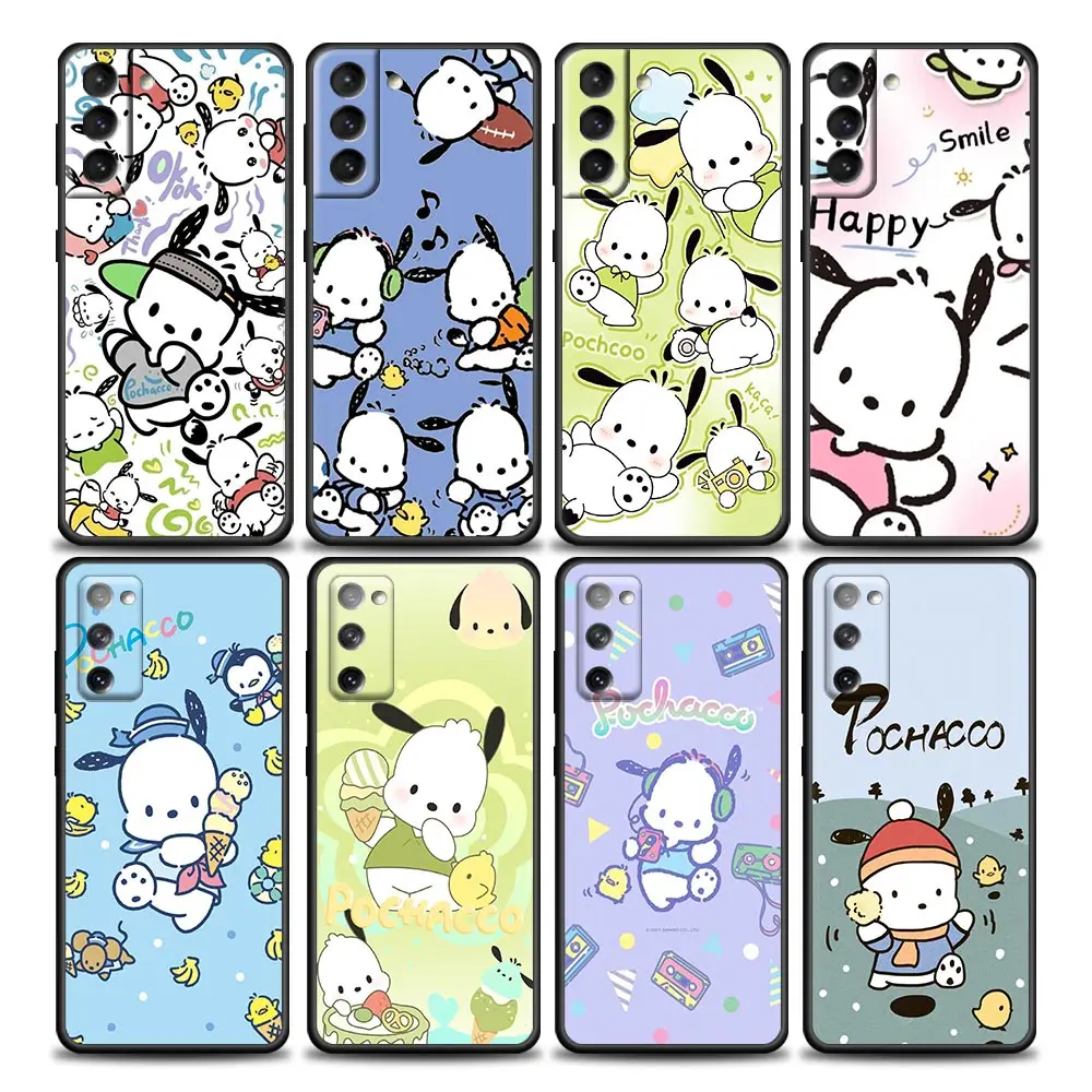 

Cartoon Cute Pochacco Phone Case For Samsung Galaxy S24 S23 S22 S21 S20 Ultra Plus 5G Fe S10 S9 Plus S10E LITE Black Soft Cover