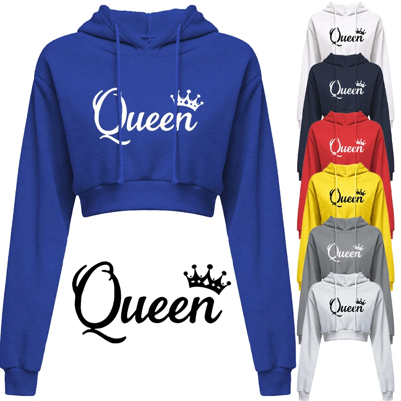 Women Crop Top Hoodie Casual Long Sleeve Hooded Short Sweatshirt Sexy Crop Sweaters