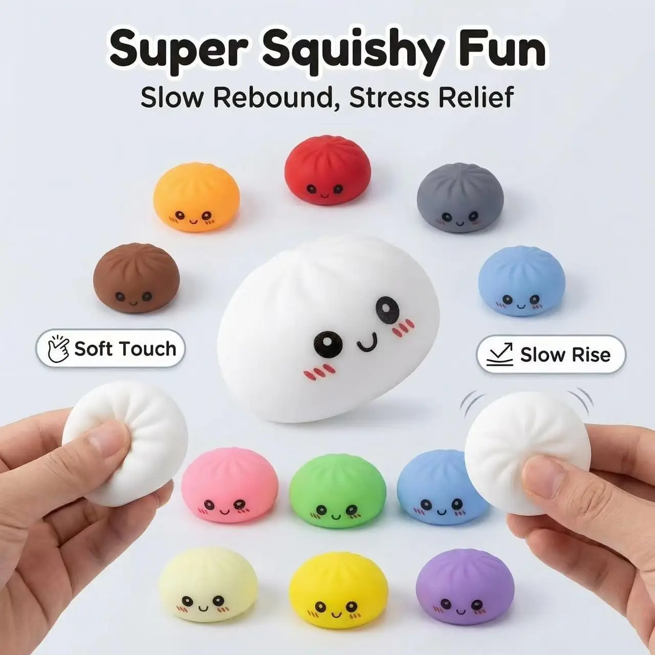 24Pcs Colorful Dumpling Stress Balls Fidget Toys Adults Random Surprise Squishies Squeeze Dough Ball Hand Toys Gift image 3