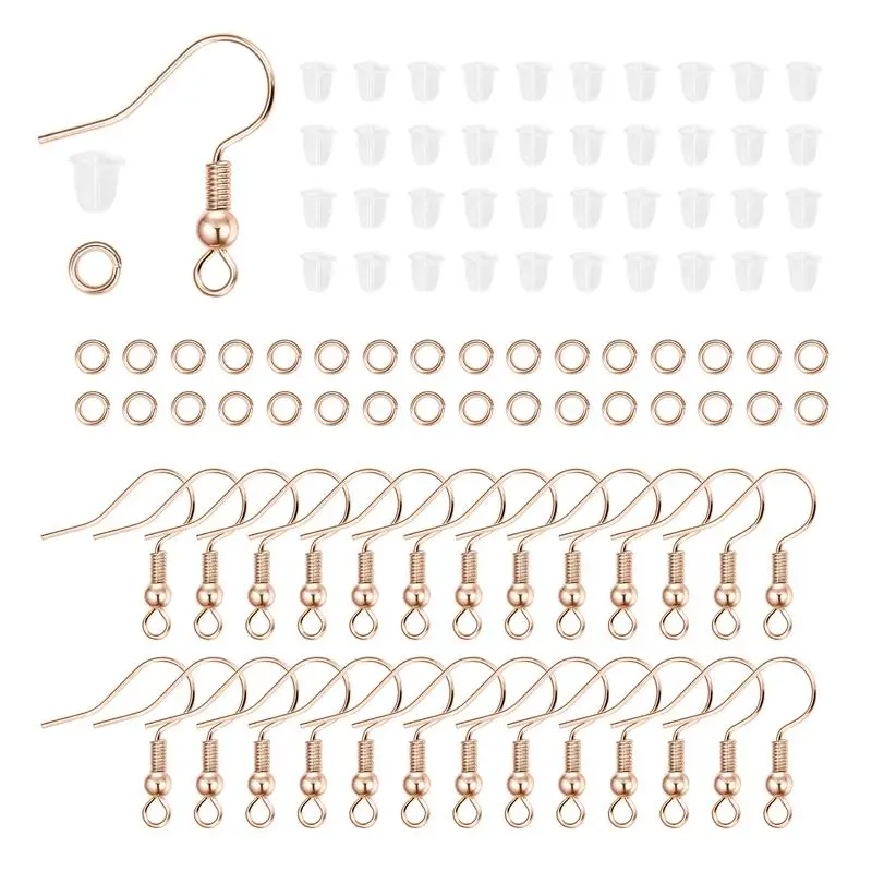 100 יח'\חבילה hypoallergenic ערכת מיקס-צבע חוטים לאוזניים ווים פתוחים טבעות קיצות אוזניים קפיצה פתוחה טבעות אוזניות עבור תכשיטים diy ביצוע ממצאים