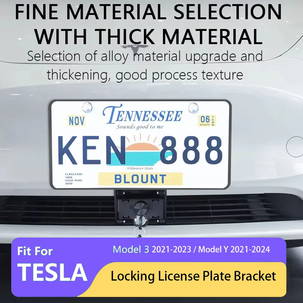 

Для Tesla фиксирующий держатель номерного знака, кронштейн номерного знака, рамка номерного знака с замком Model3 Model Y, противоугонная, без клея