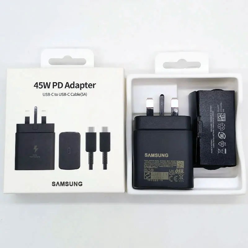 Samsung 45W UK PD Charger Super Fast Charging Adapter For Galaxy S24 S20 S21 S22 S23 Note 20 Ultra Plus FE Z Flip Fold 6 5 4 3 2