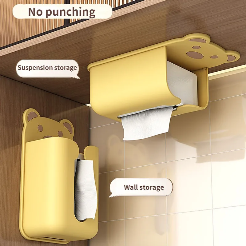 Lovely Mini Wall Mounted Paper Towel Storage Box for Kitchen Toilet Household Portable Easy To Install No Punching Tissue Holder