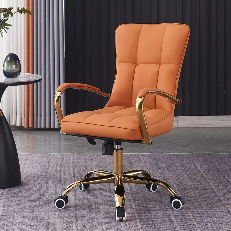 

Luxairy Armrest Chair Orange Gold Wheels Living Room Mobile Chairs Bedroom Comfy Cadeira Para Escritorio Office Furniture