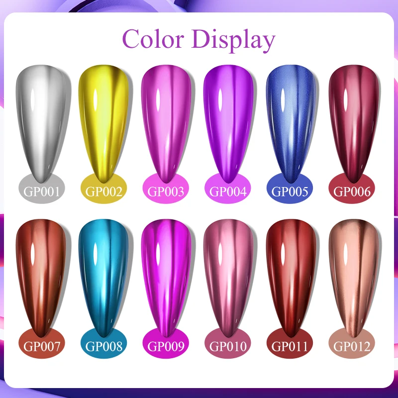 MEET ACROSS 8ml Mirror Metallic Nail Polish No Need of UV/LED Lamp Nail Supplies Vernis Purple Silver Mirror Effect for Nails