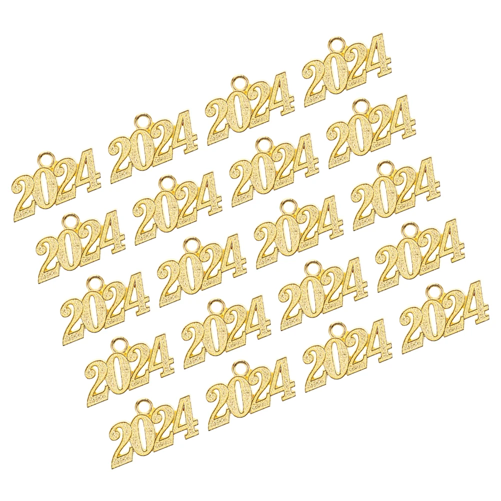 

25pcs 2024 Charms Metal Jewelry Pendants Necklace Making Diy Pendant Year 2024 Number Graduation New Year Charm Bracelet