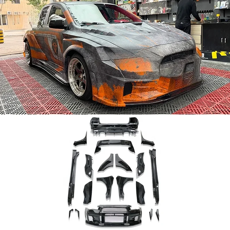

Wide Body Kit Front Bumper Rear Bumper Side Skirts Fenders Spoiler Fit