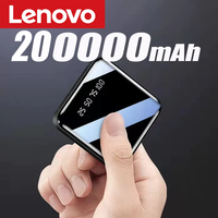 Lenovo 200000mAh Mini Power Bank Portable Charger Mirror Screen LED Digital Powerbank External Battery for iPhone Xiaomi Huawei