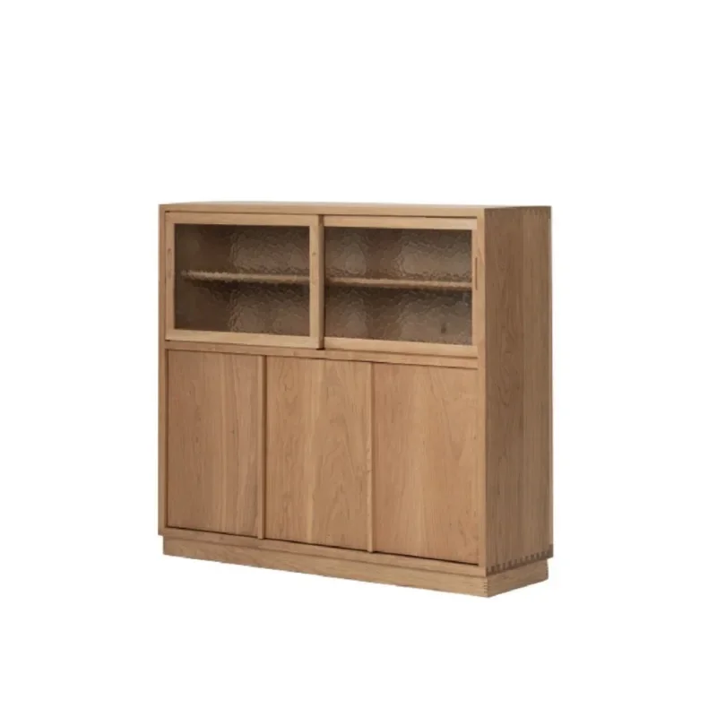 

Tea space tea cabinet solid wood side cabinet medieval style black walnut tea room living room storage and storage cabinet