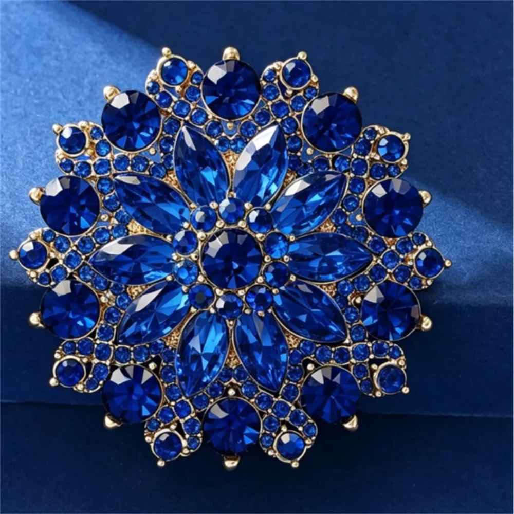 Sunflower Luxury Green Rhinestone Brooches for Women 4 Color Flower Plant Lapel Pins Party Jewelry Accessories view 4