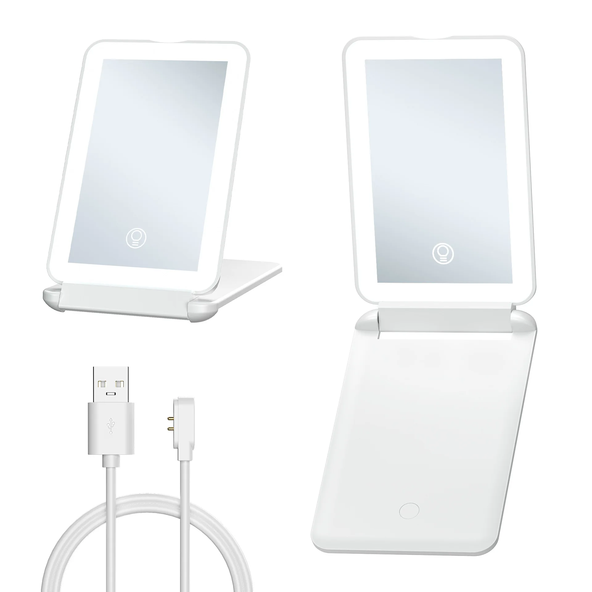 Makeup Mirror with Cosmetic Mirrors Foldable Travel Makeup Touch Screen Dimming