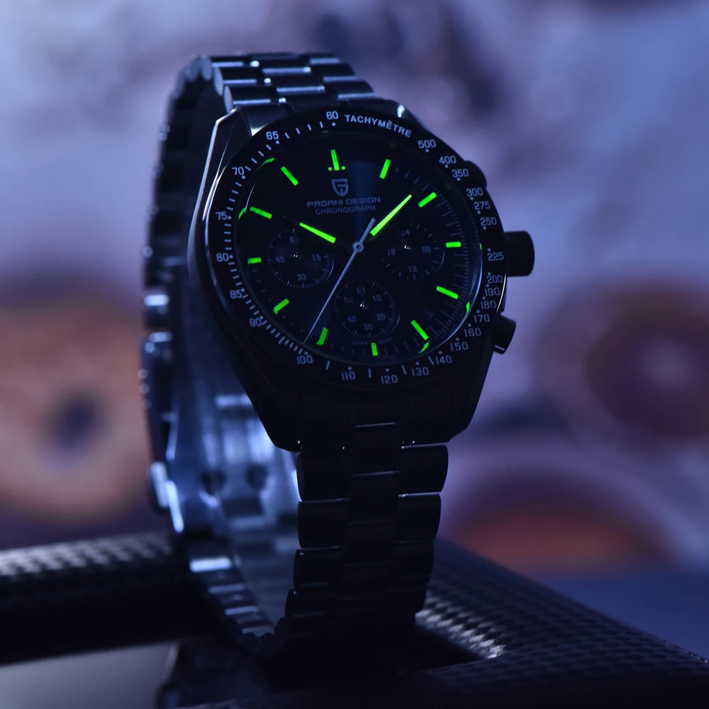 2025 جديد PAGANI تصميم القمر V6 ساعات رجالية فاخرة ساعة كوارتز للرجل كرونوغراف VK63 الرجال هدية AR الياقوت مرآة مضيئة