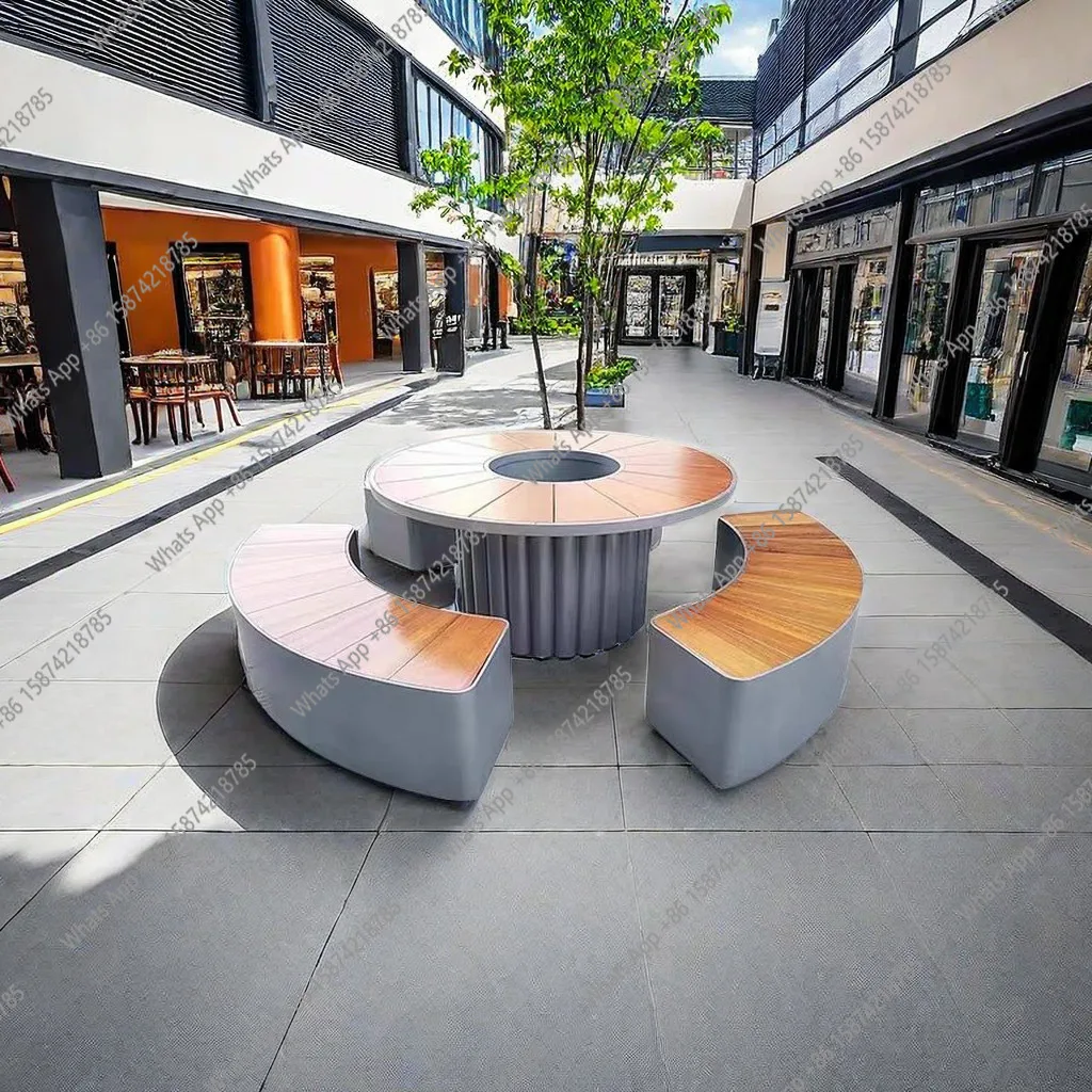 Leisure flower box table chair combination square park open-air courtyard sitting area table and chair wrought iron solid wood