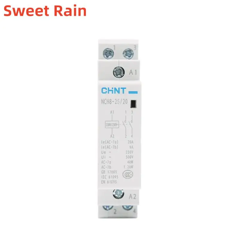 CHINT CHNT NCH8 Single-phase AC Contactor Rail Type Household Small 220V 230V 20A 25A 50HZ 60HZ 2NC 2NO 1NO1NC