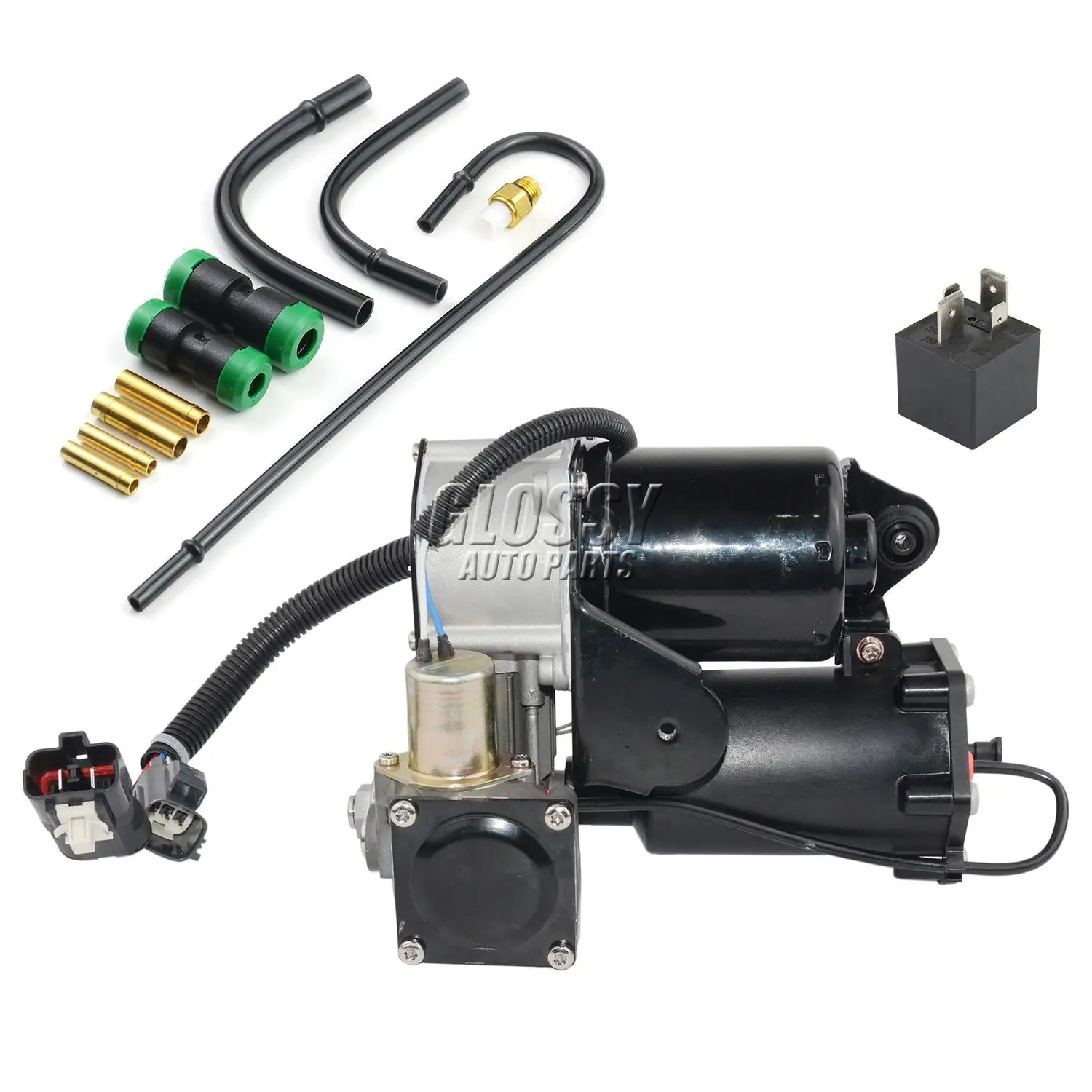 AP03 LR023964 Hitachi Type Air Suspension Compressor Pump+ Pipe Kit for Land Rover Discovery 3,Range Rover Sport