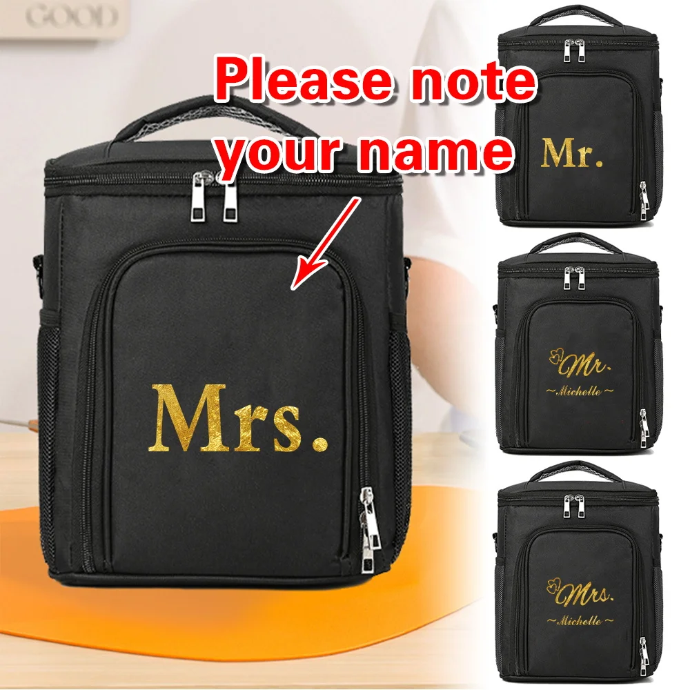 Personalized Customized Name Ice Pack Food Tote Lunch Bag Outdoor Organizer Case Insulated Bags Front Opening Double-layer