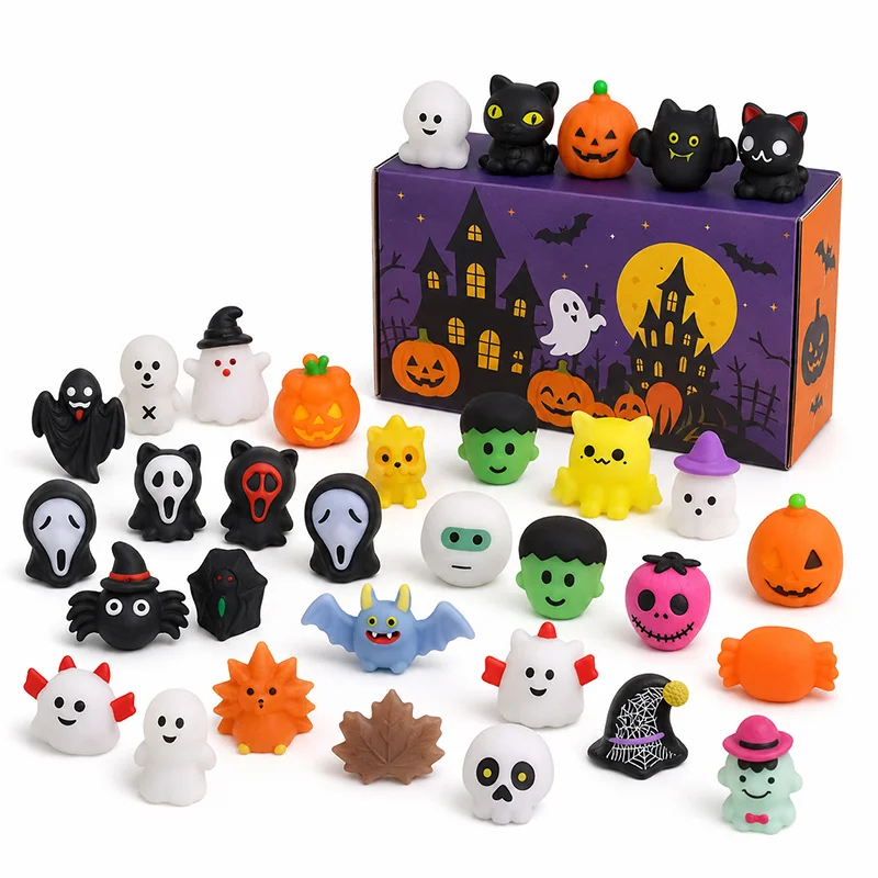 5/10/20 Stück Halloween Mochi Squishy Spielzeuge Weiche Kürbis-Geister-Fledermaus Quetsch-Stressabbau-Spielzeug für Kinder Party-Geschenke Goodie-Bag-Füller