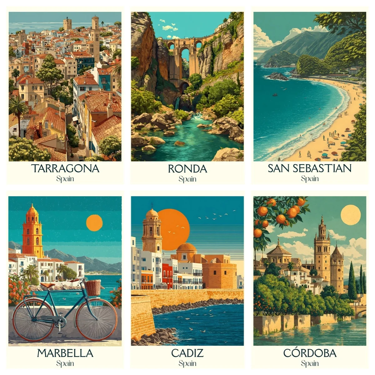 

Алмазная вышивка 5D: Городские пейзажи Испании (Таррагона и Ронда), мозаика, картина маслом, DIY алмазная живопись, современный декор для стен дома