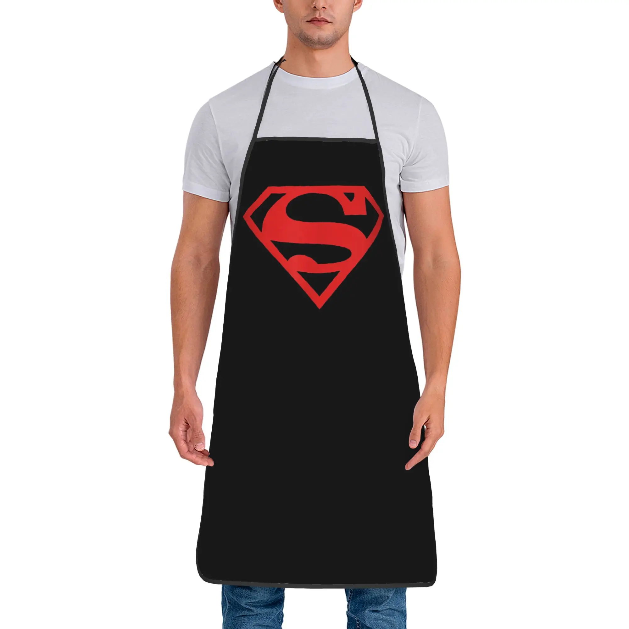 

Supermans Red Shield Apron Household Cleaning Painting Bibs Kitchen Sleeveless Tablier Chef