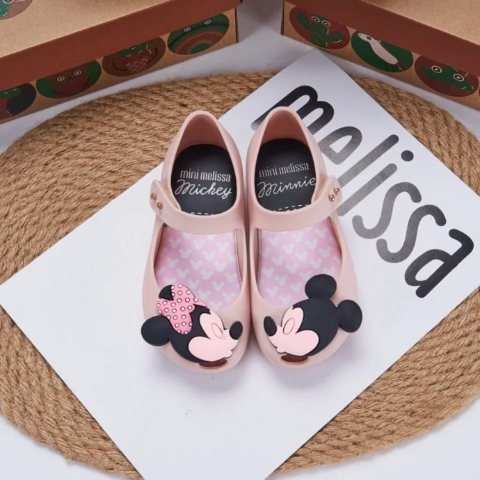 Disney Mickey Mouse Minnie Girls Jelly Baby Cartoon Soft Soled Sandals Kids Summer Beach Shoes Cosplay Princess Shoe