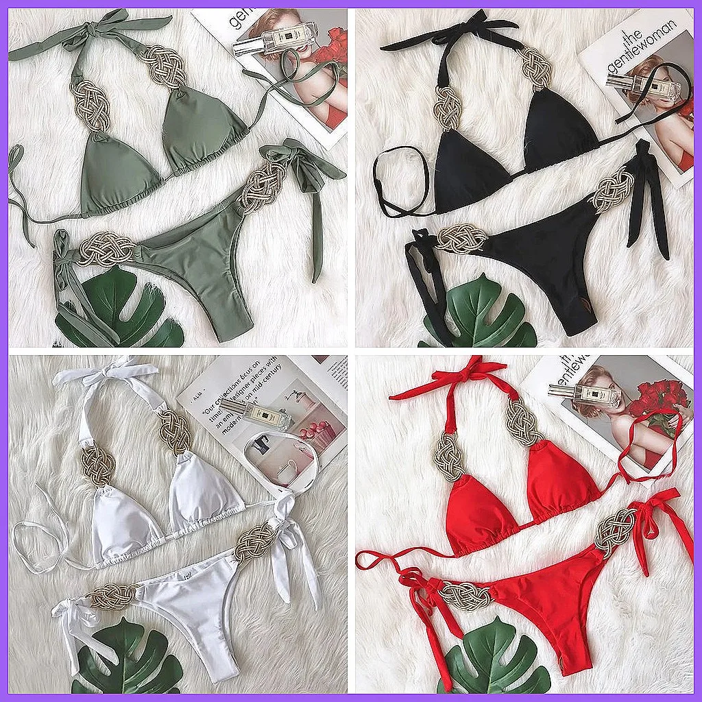 

Sexy Push Up Bikini Set - Solid Color Brazilian Swimsuit for Women, Beach Bathing Suit