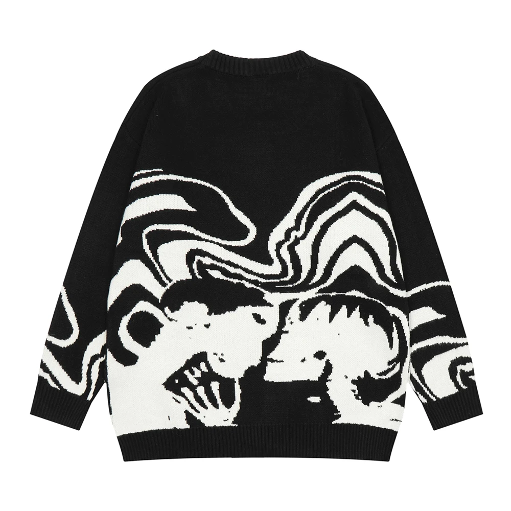 Dark Icon Jacqard Sweater Men Pullover Knitwear Men\'s Sweaters Autumn Man Clothing