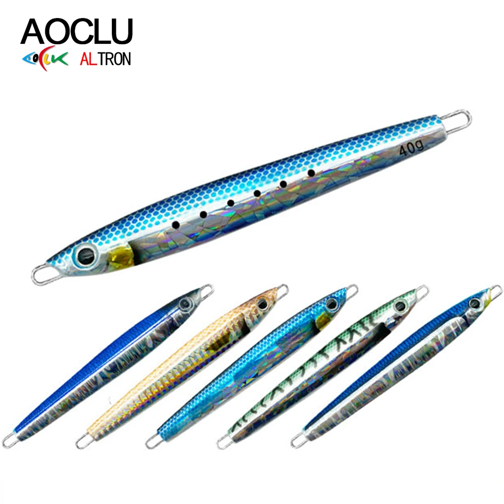 

AOCLU Jigging Sardine Shape Speed Metal Jig 40g 60g 80g 100g Luminous UV Glow No Hook Hard Bait Sinking Stick Lures Boat Fishing