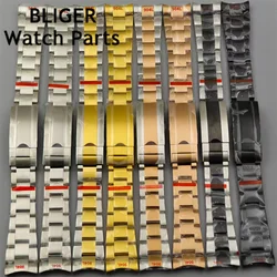 BLIGER 20mm silver black gold bracelet slide glide lock clasp 904L stainless steel strap fit watch case watch band