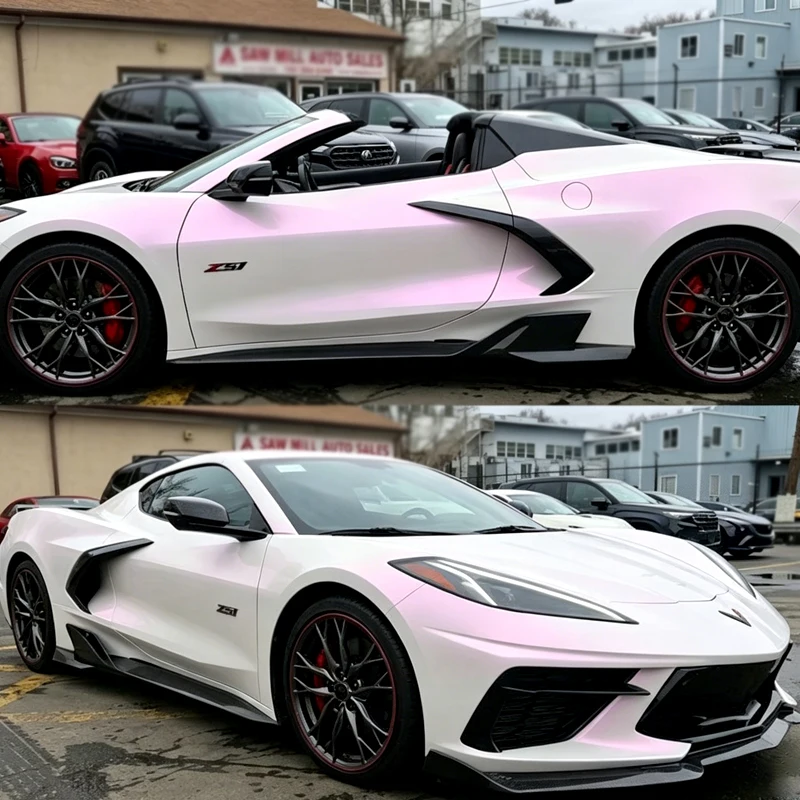 Wholesale 1.52*17m Car Wrap Full Body Film Color Change Film Color White to Red PET Car Color Sticker Vinyl Wrap Rolls for Car