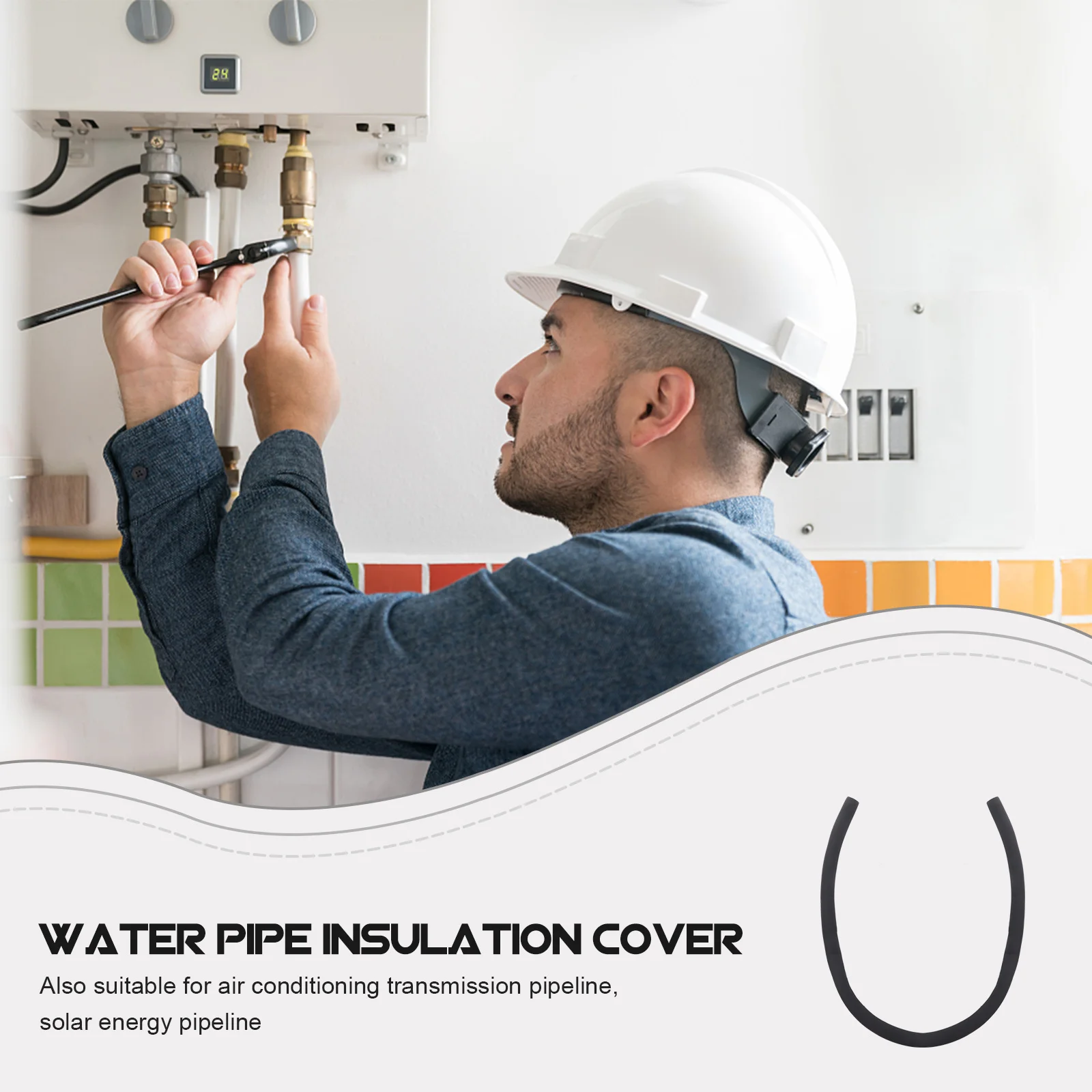 2 قطعة الإسفنج العزل لسخان المياه مكيف الهواء خرطوم خارجي التجمد حماية الأنابيب غطاء عازل أنابيب التفاف