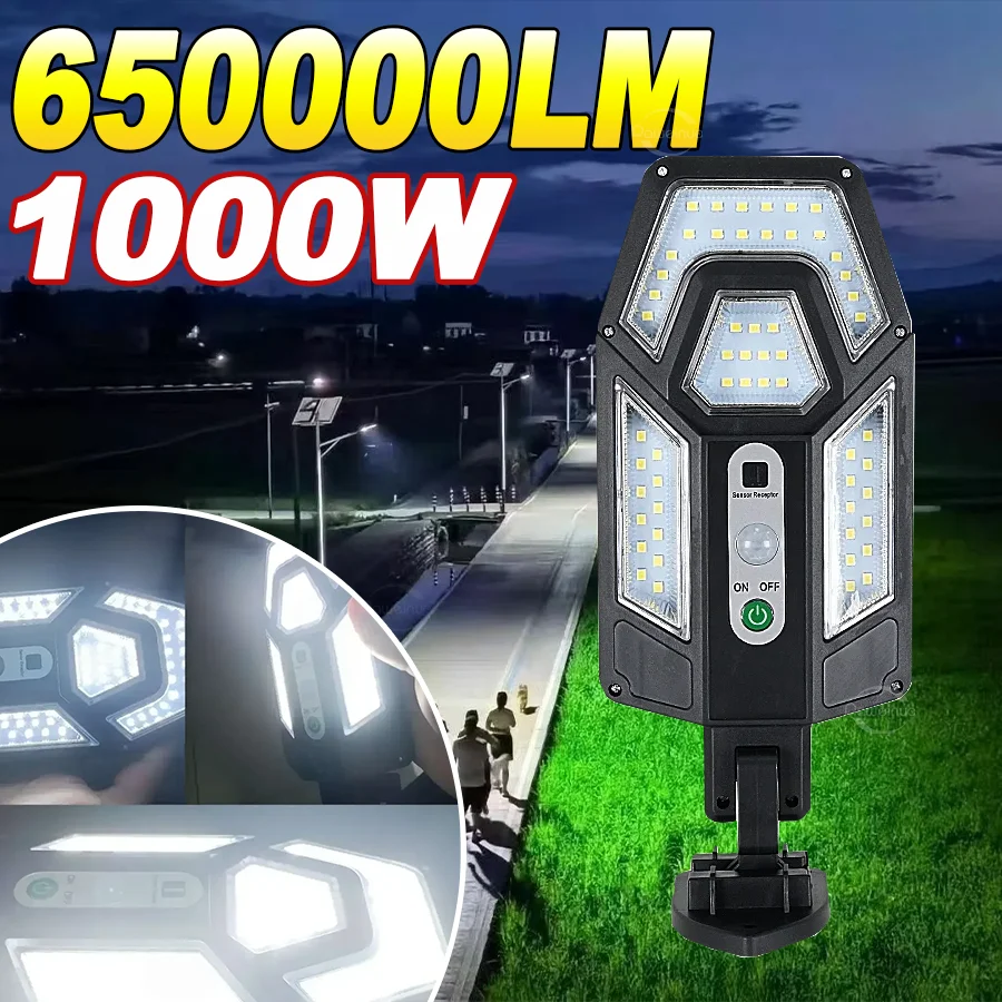 6500000LM Ultra Bright Solar LED Ligh tOutdoor Powerful  Waterproof External Garden Street Lamp 1000W Motion Sensor Solar Lamp