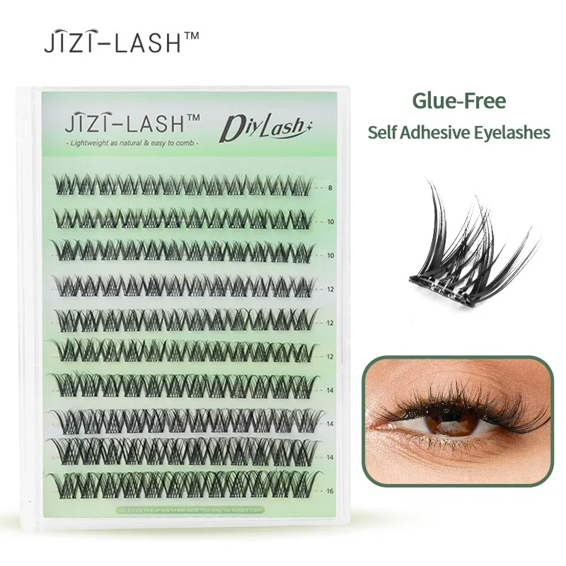 

JIZI-LASH Self Adhesive Eyelashes Extensions DIY 8-16mm Glue-Free Lash Clusters False Eyelashes Tweezers Makeup Products Tools
