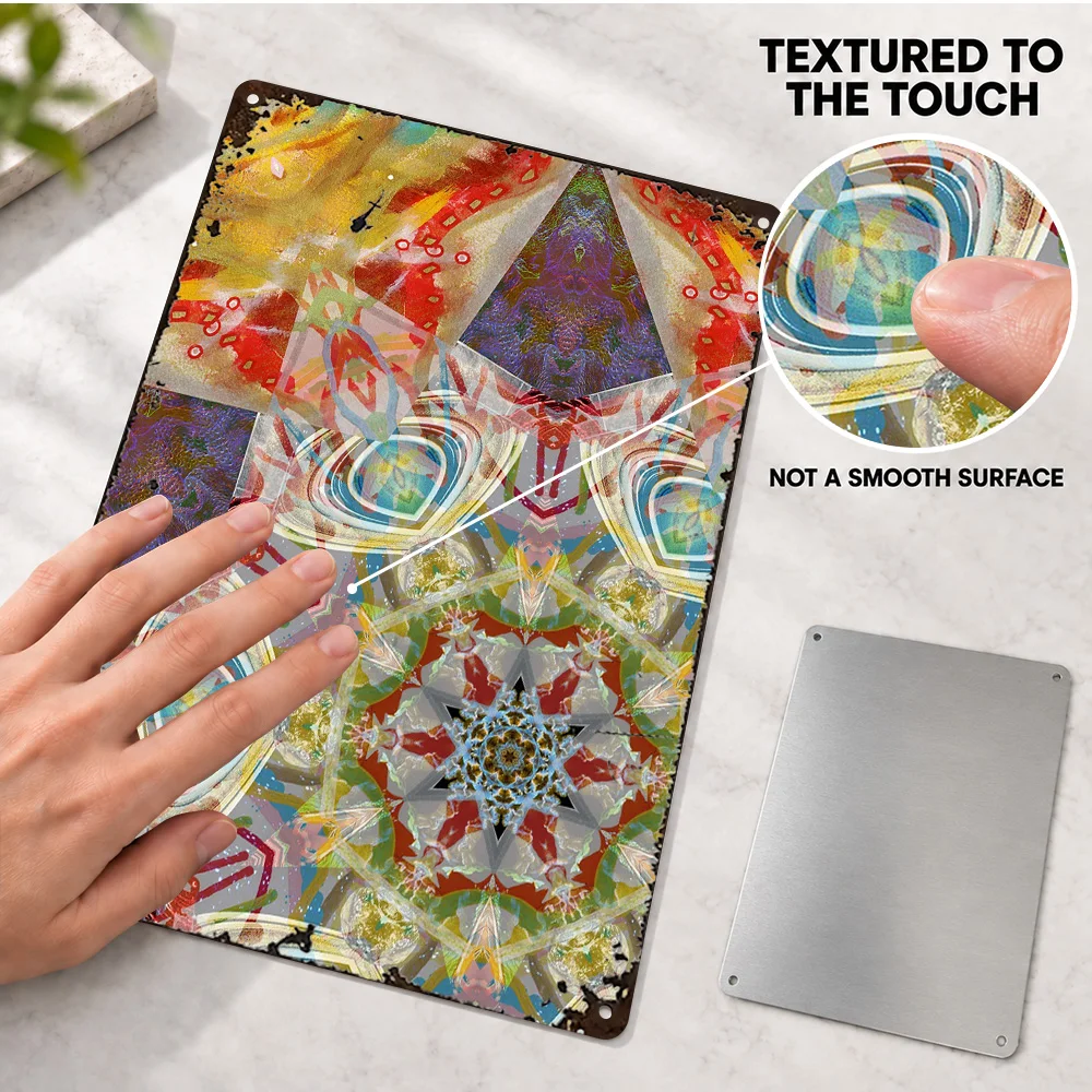 Kaleidoscopic Abstract Printed Poster Bold Contemporary Illustration Office Wall Art Personalized Aluminum Metal Sign Fan Gift