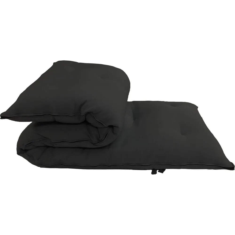 

full size black traditional japanese floor futon mattresses 80 x 54 x 3, foldable cotton cushion mats,