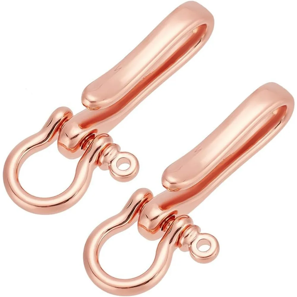 Keychain, 2Pcs Rose Gold Fish Hook, Brass Material, U Shape Key Ring with Belt Clip, Heavy Duty Car Keychain for Men Women