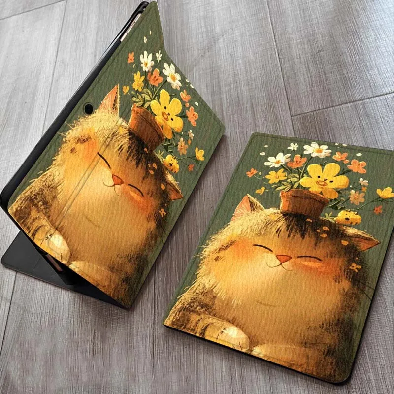 

Cartoon Cat Mouse Leaf Case For OPPO Realme Pad Air X 10.36 11 Inch Tablet