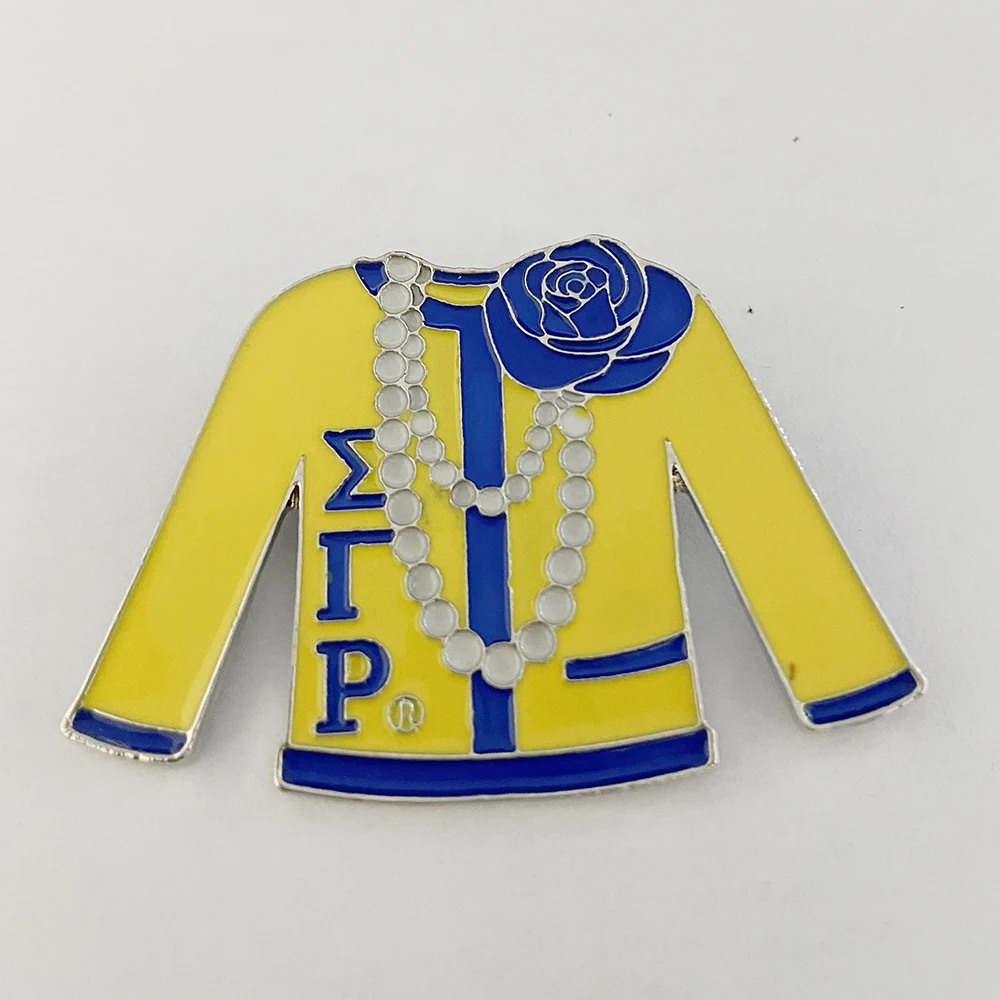 Sigma Gamma Rho Yellow Blue Sweater Sorority Pin