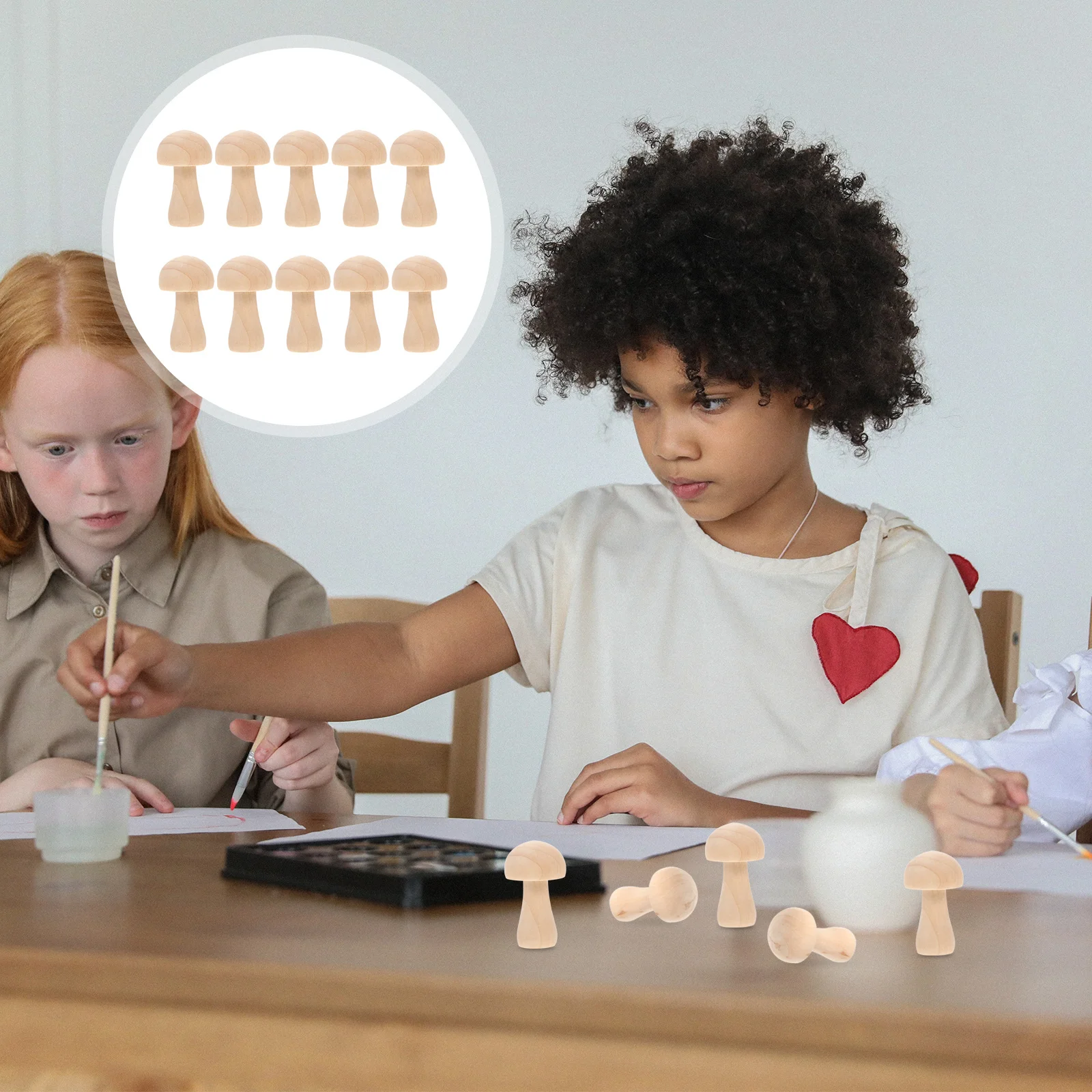 

10Pcs Mini Wooden Mushroom Modelings Unpainted Craft Kit for Creative DIY Projects Unfinished Mushroom Models Painting