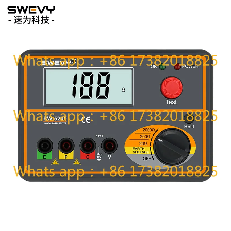 Clamp Grounding Resistance Tester High Precision Digital Shake Meter Industrial Resistance Meter Lightning Protection Tester