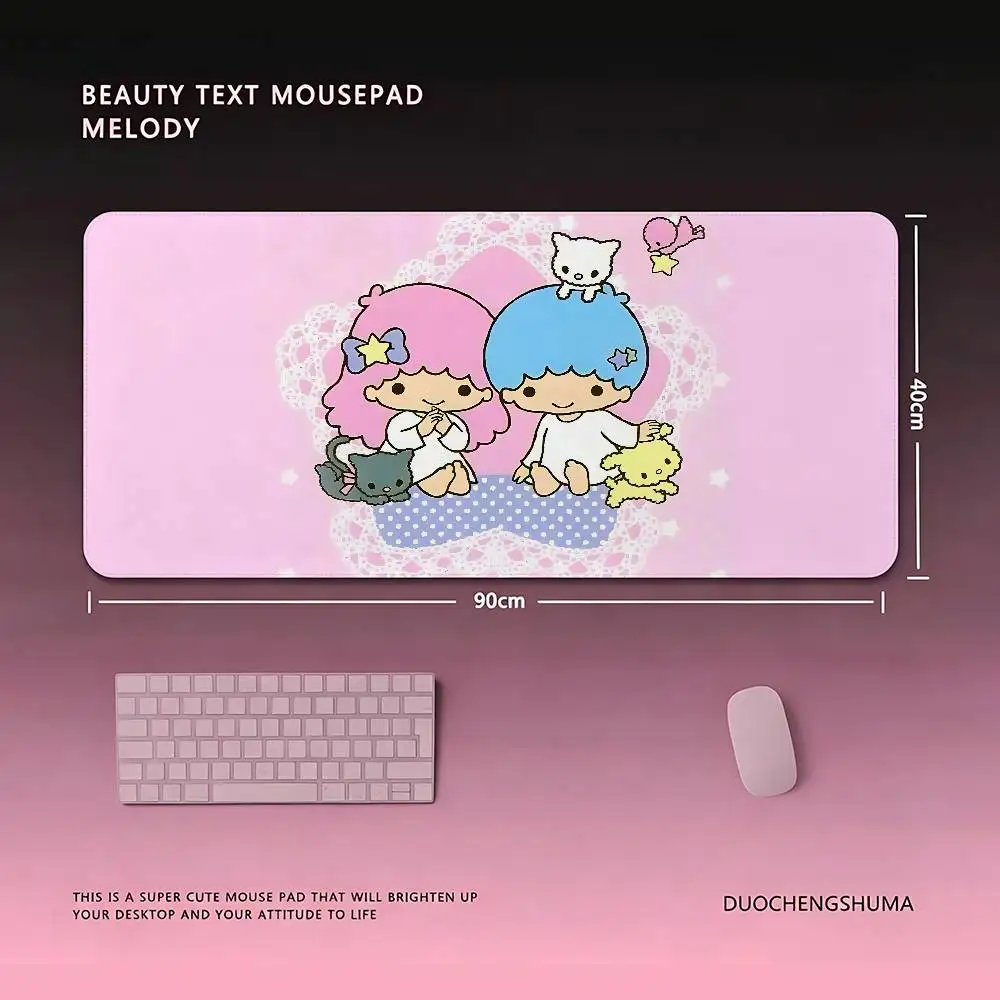 The Kawai L-Little Twin S-Star Cute Mouse Pad Computer Mat Deskpad Laptop Keyboard Mat Office Large Landscape Mousepad