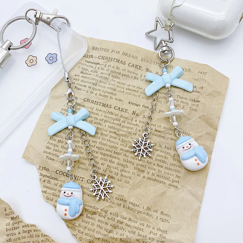 الكرتون ثلج حزام الهاتف لطيف عيد الميلاد الهاتف المحمول الحبل آيفون حالة سيارة المفاتيح أكياس كاميرا الديكور هدية قلادة #5